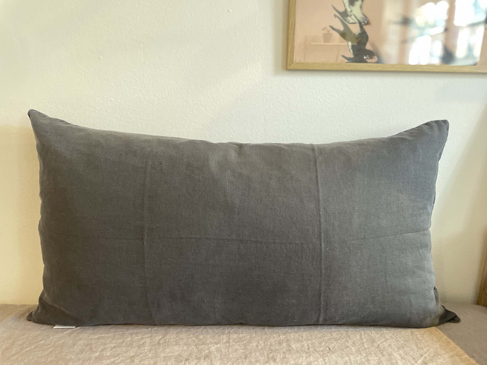 Hørpude – Koksgrå (50×90 cm)