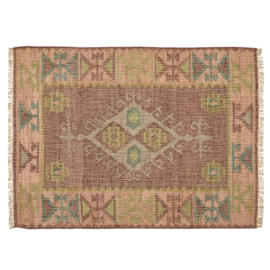 Liv Interior Tæppe – Jute Kelim Muscat (Cognac/Green/Rose) (200×300)