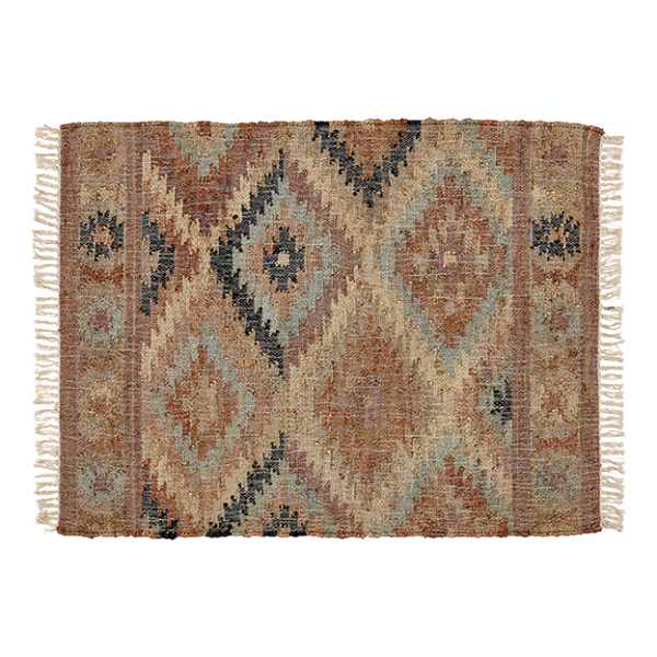 Liv Interior Tæppe - Jute Kelim Puebla (Rosa/Brun/Grå) (200x300)