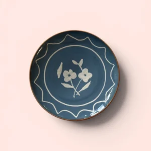 Håndmalet Tallerken | Jou Quilts – Flower Deco Blue (13-15ø)