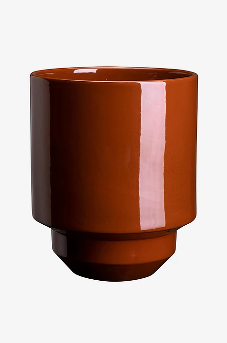 Hoff Potte fra Bergs Potter - Glaseret brun (14 cm.)
