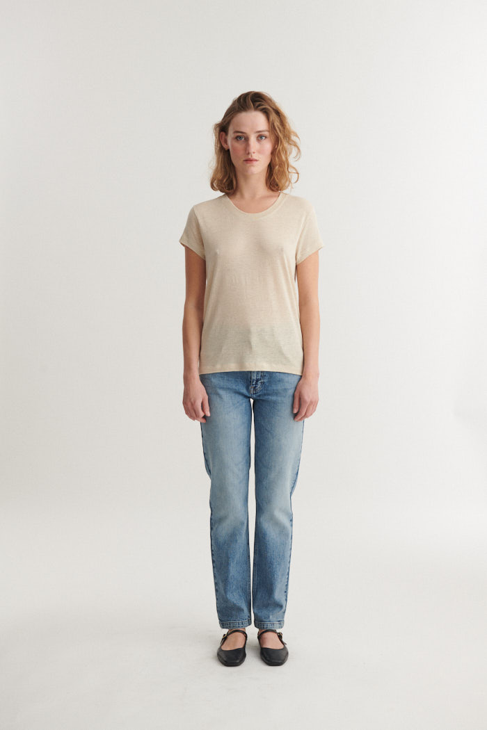 Ashly SS Tee | Basic Apparel - Sand - Billede 5