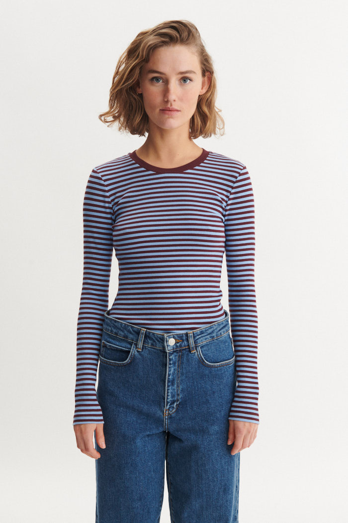 Ludmilla langærmet t-shirt | Basic Apparel - Frozen Fjord/Raven - Billede 2