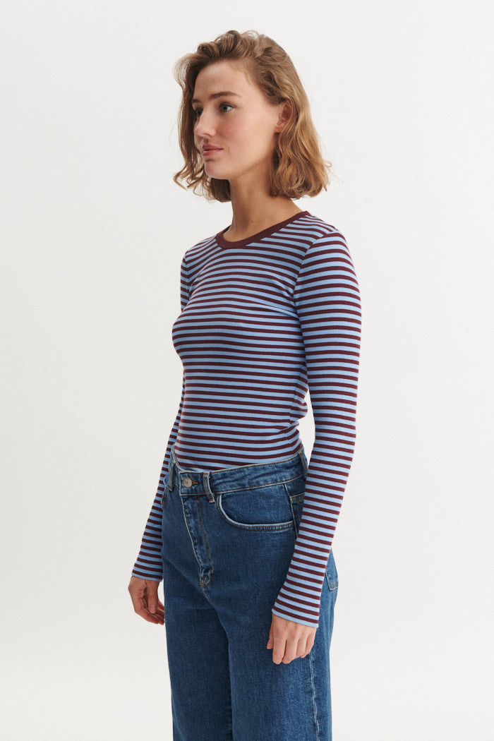 Ludmilla langærmet t-shirt | Basic Apparel - Frozen Fjord/Raven - Billede 3