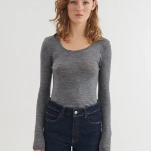 Rinja langærmet t-shirt | Basic Apparel – Grey Mel