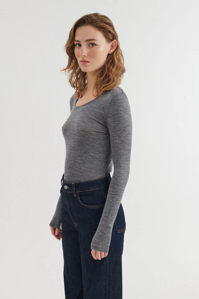 Rinja langærmet t-shirt | Basic Apparel - Grey Mel Rinja langærmet t-shirt | Basic Apparel - Grey Mel - Billede 2