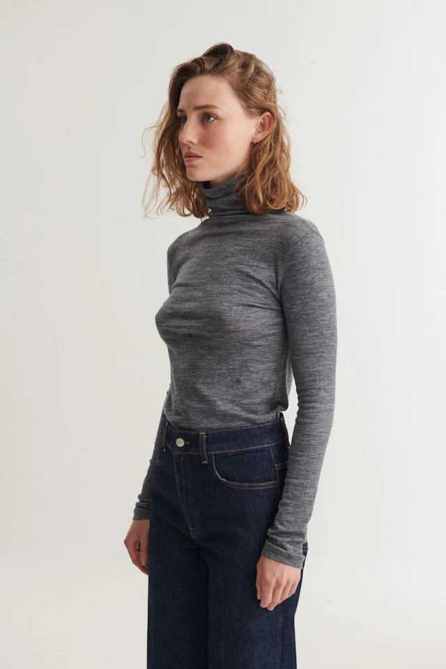 Rinja T-neck | Basic Apparel - Grey Mel Rinja T-neck | Basic Apparel - Grey Mel - Billede 2