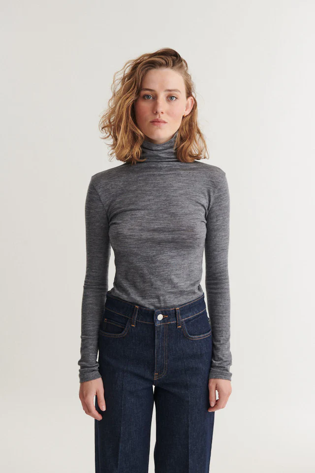 Rinja T-neck | Basic Apparel - Grey Mel Rinja T Neck T shirts BA191 03 025 Grey Mel