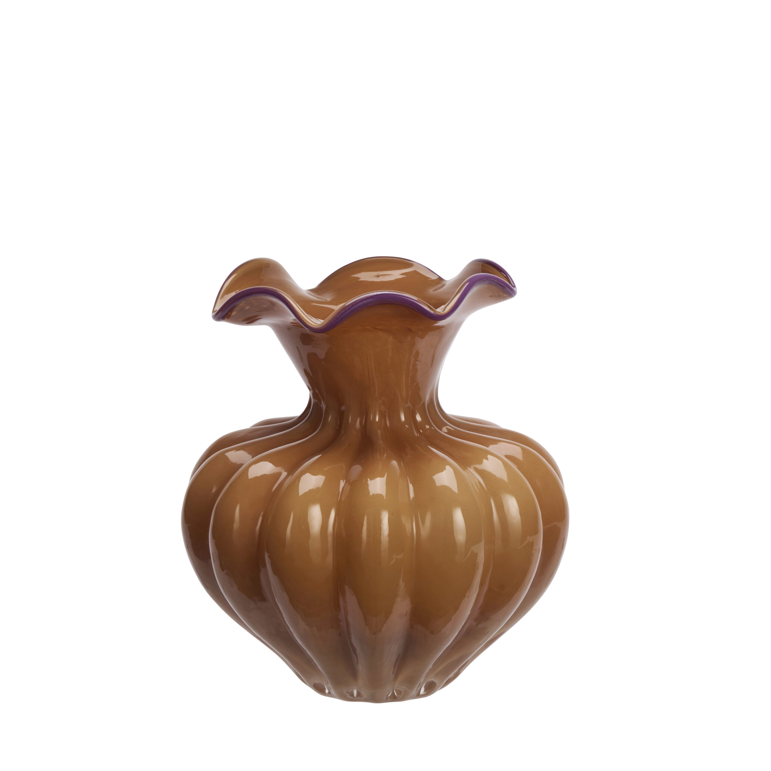 Glas Vase | Madam Stoltz – Abrikos/lilla