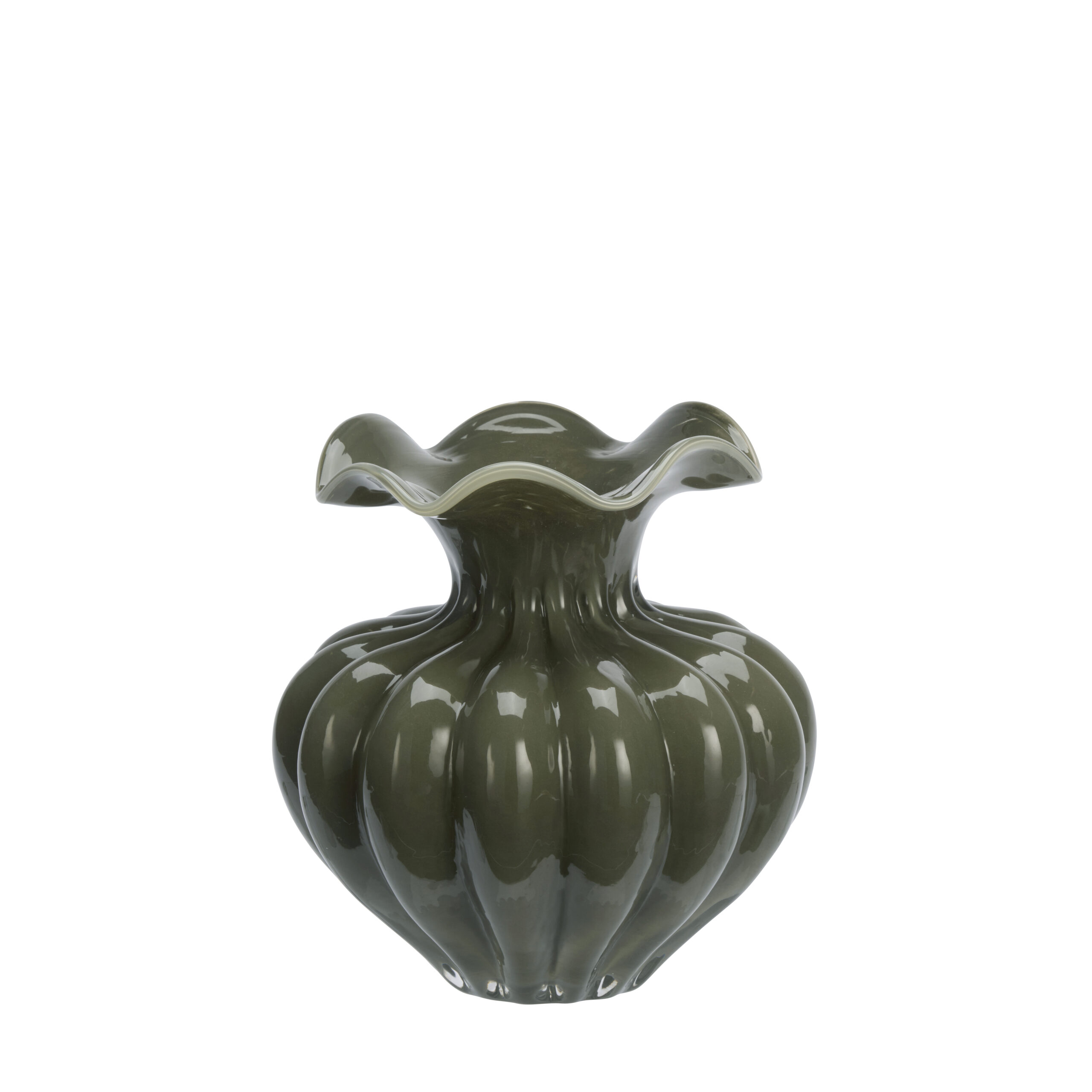 Glas Vase | Madam Stoltz – Mørkegrøn/grå