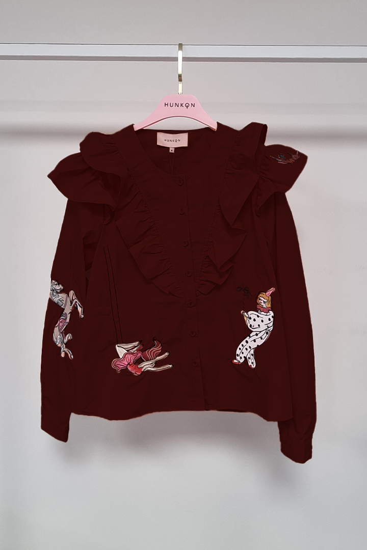26516 Nola Ruffle Shirt Oxblood Extra 0