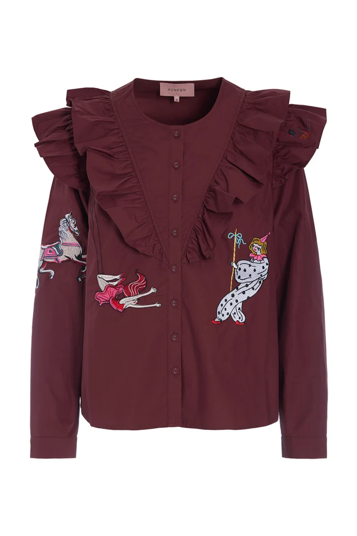 Nola Ruffle Shirt Skjorter 26516 Oxblood 3